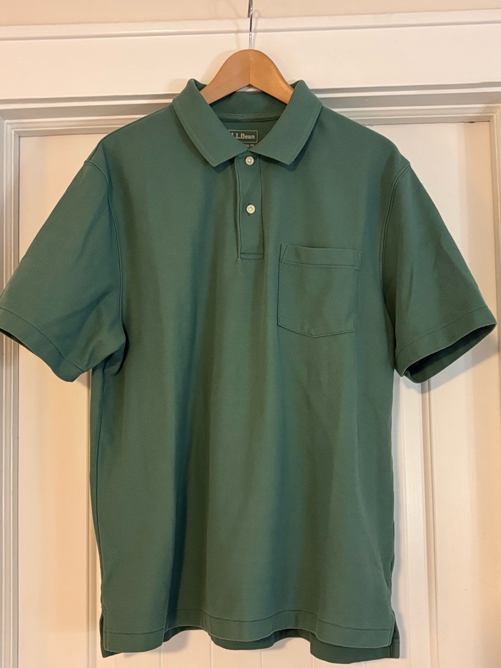 L.L. Bean Sage Green Short-Sleeve Polo with Chest Pocket